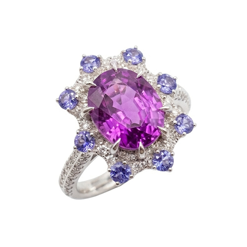 18K  Purple Sapphire Diamond Ring